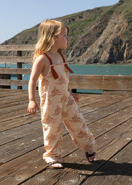 100% Organic Cotton Muslin Dungarees - Dune