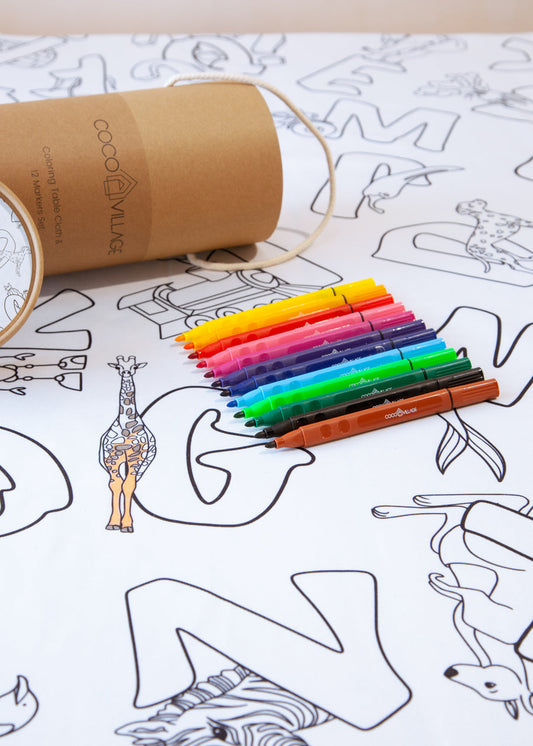 Coloring Washable Tablecloth & 12 Markers Set