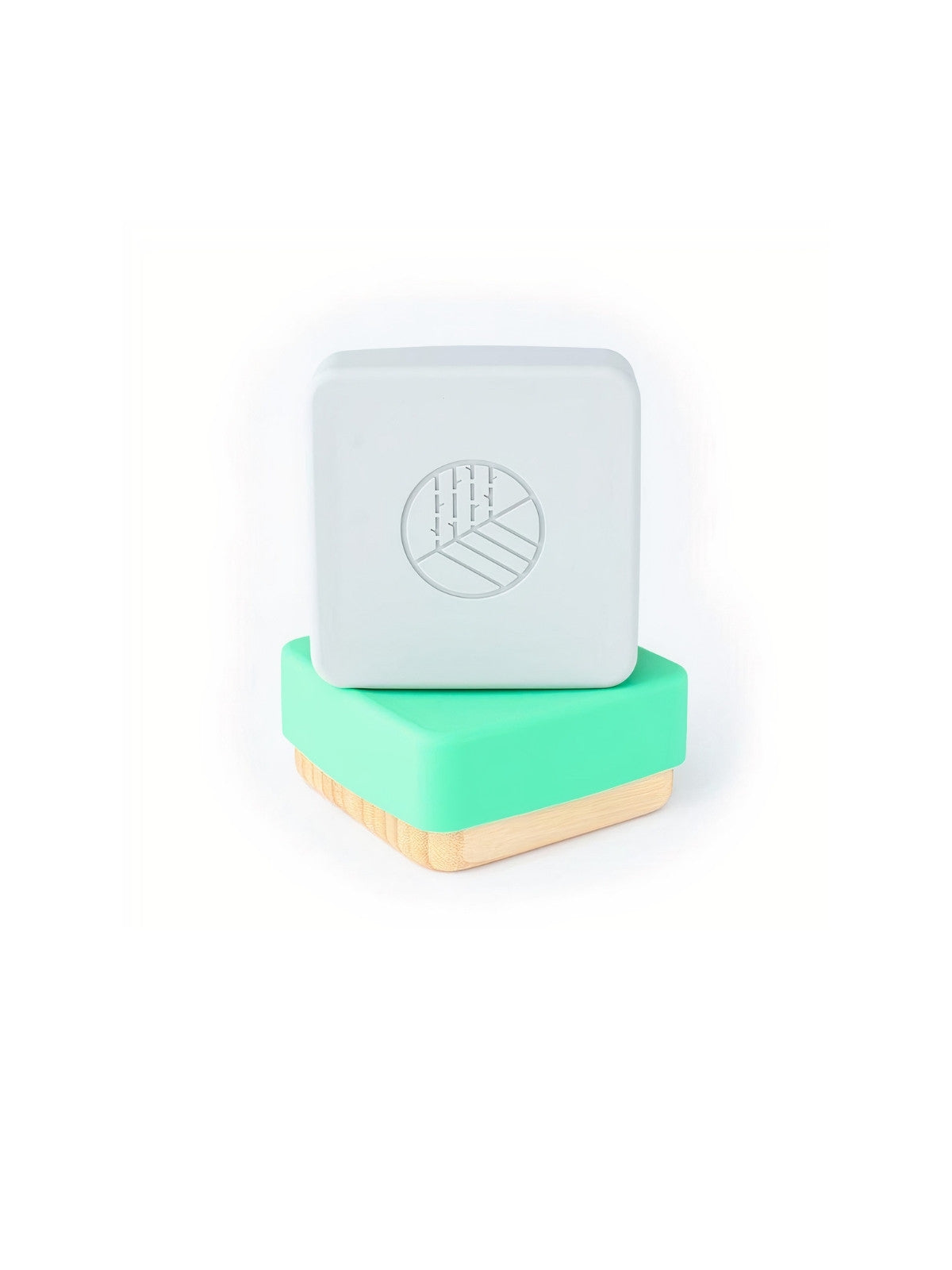 Bamboo snack pots with silicone lid - 2 pack (Mint & Grey)