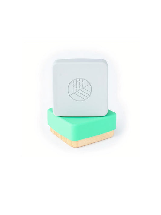 Bamboo snack pots with silicone lid - 2 pack (Mint & Grey)