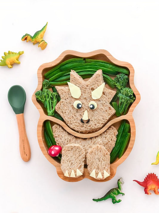 Bamboo dinosaur plate with suction base