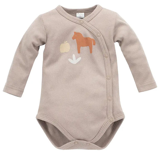 Organic Cotton - Pony buttoned bodysuit - Oat