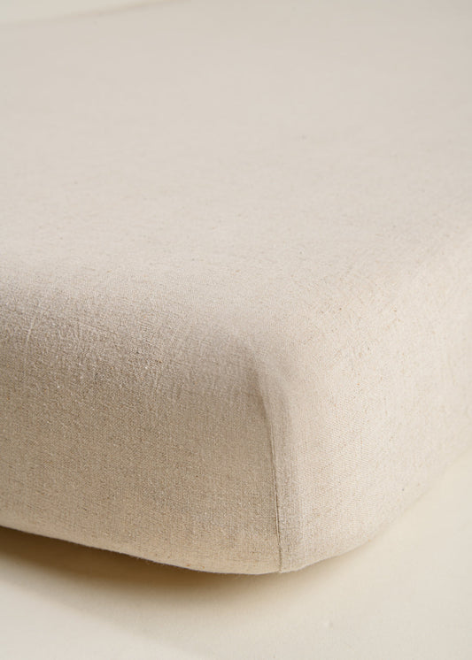 Organic Cotton & Linen Fitted Sheet Crib Size - BEIGE