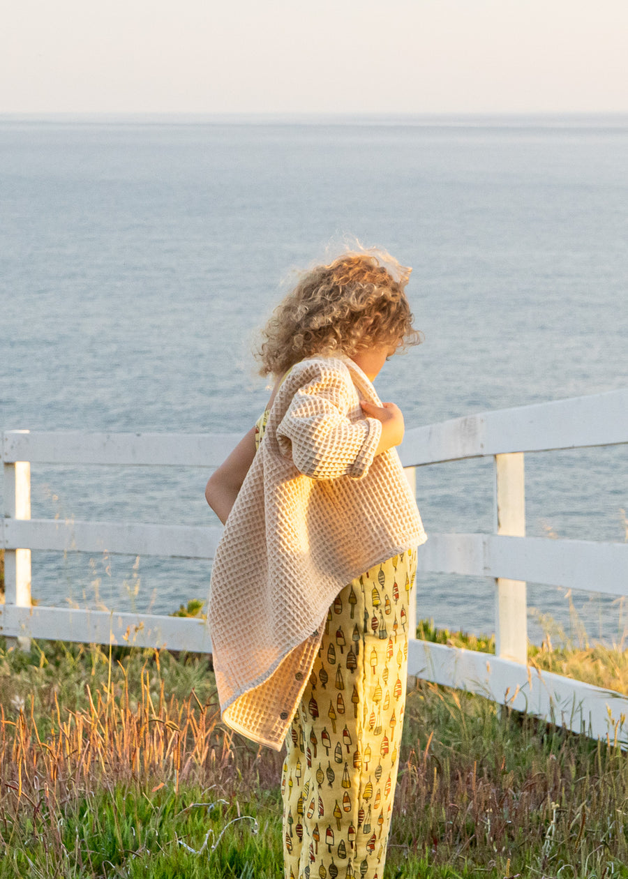100% Organic Cotton Waffle Cardigan - Sand