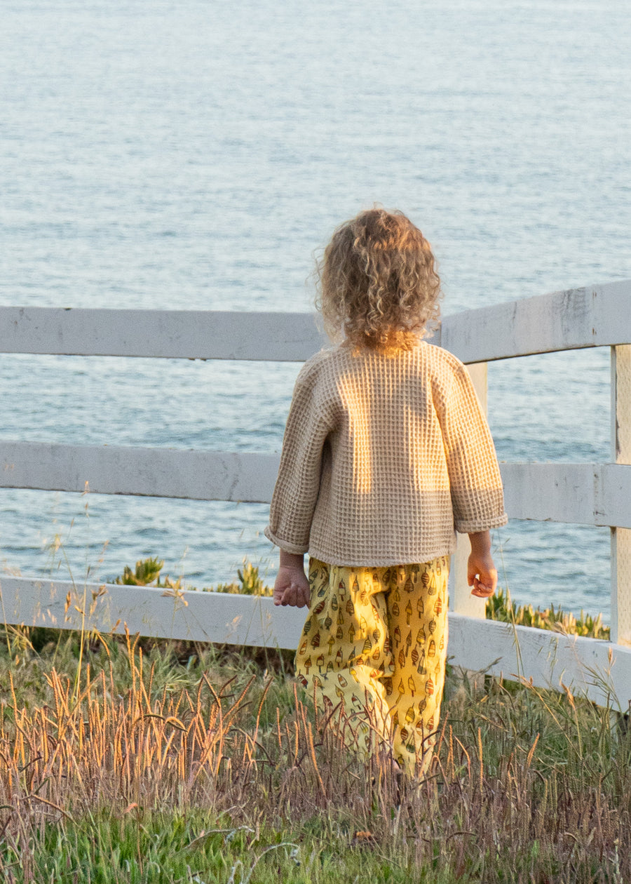 100% Organic Cotton Waffle Cardigan - Sand