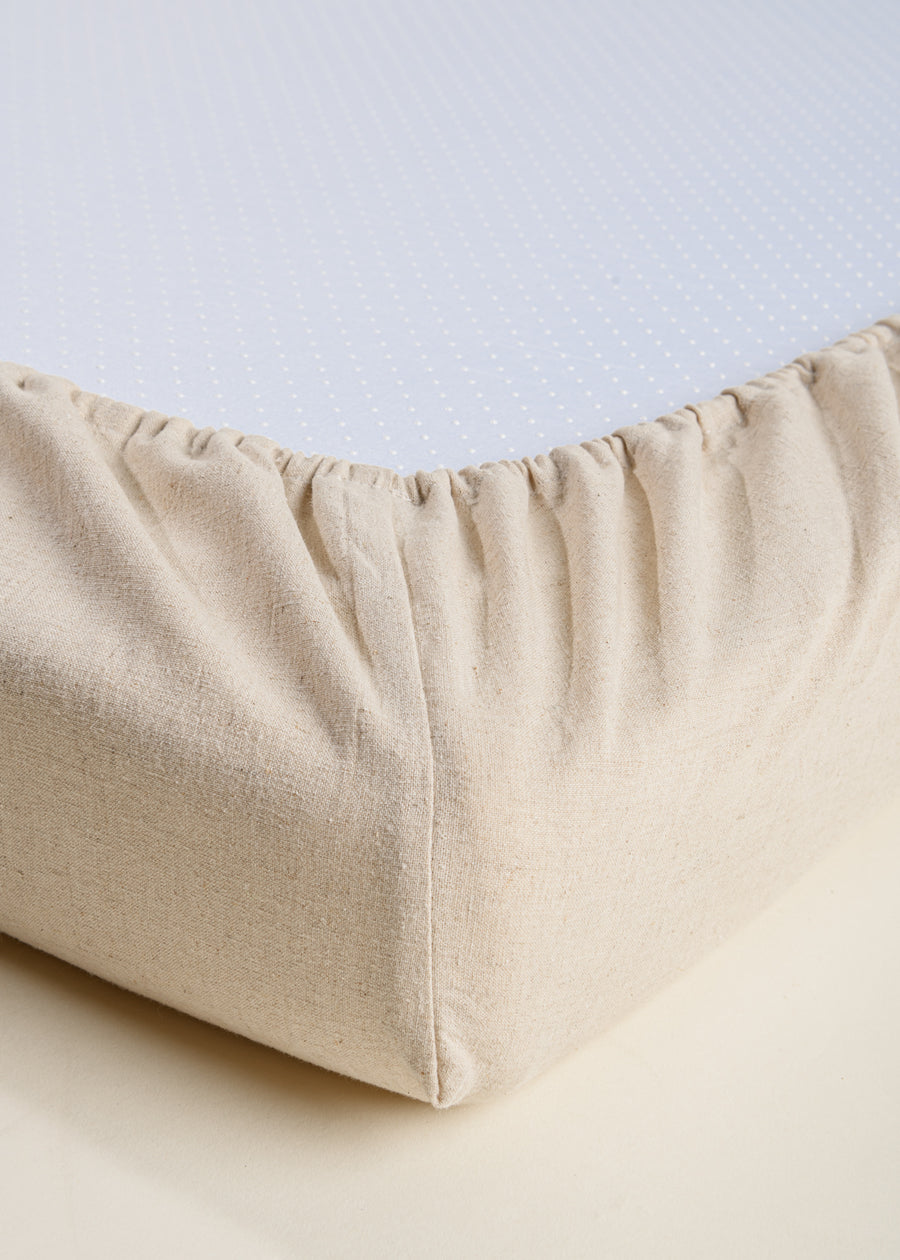 Organic Cotton & Linen Fitted Sheet Crib Size - BEIGE