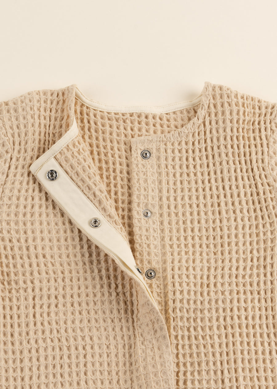 100% Organic Cotton Waffle Cardigan - Sand