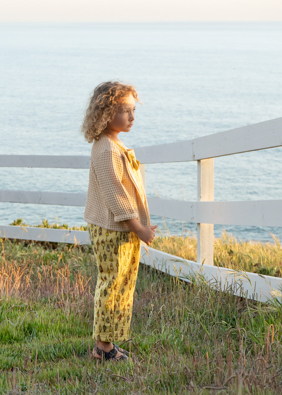 100% Organic Cotton Waffle Cardigan - Sand