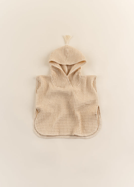 100% Organic Cotton Waffle Beach Poncho Dressing Gown - Sand (Infant)