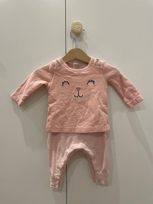 preloved - pink baby one piece (3 months)