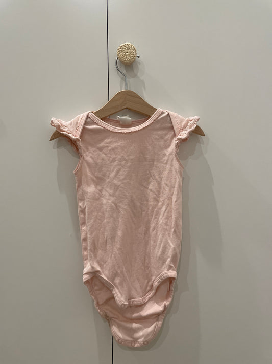 preloved - pink ruffled onesie (3 years)