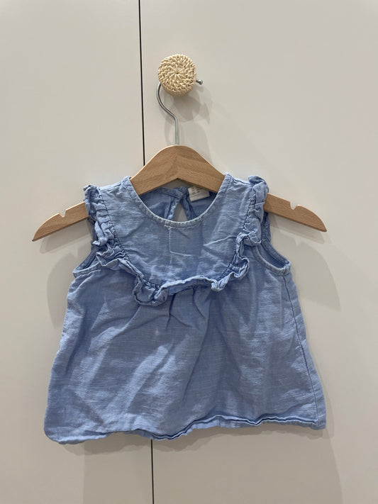 preloved - ruffled sleeveless shirt (4-6 months)