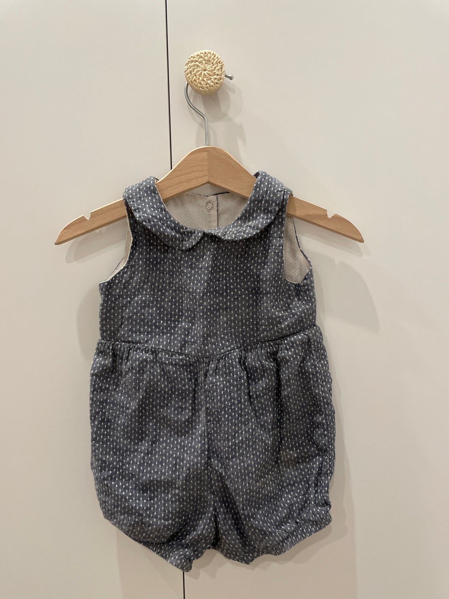 preloved - grey collared romper (3-6 months)