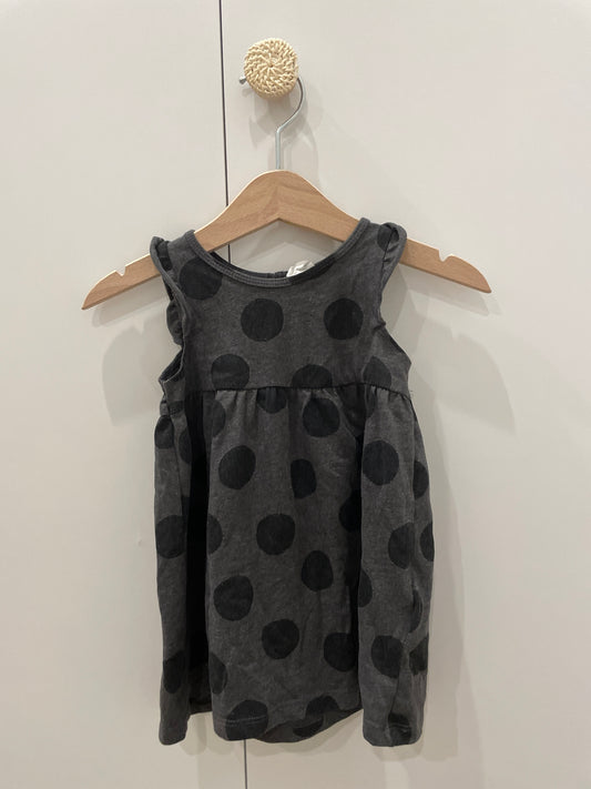 preloved - black dots dress shirt (6-9 months)
